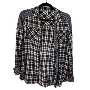 Free People Button Up Cotton Plaid Flannel Size XS